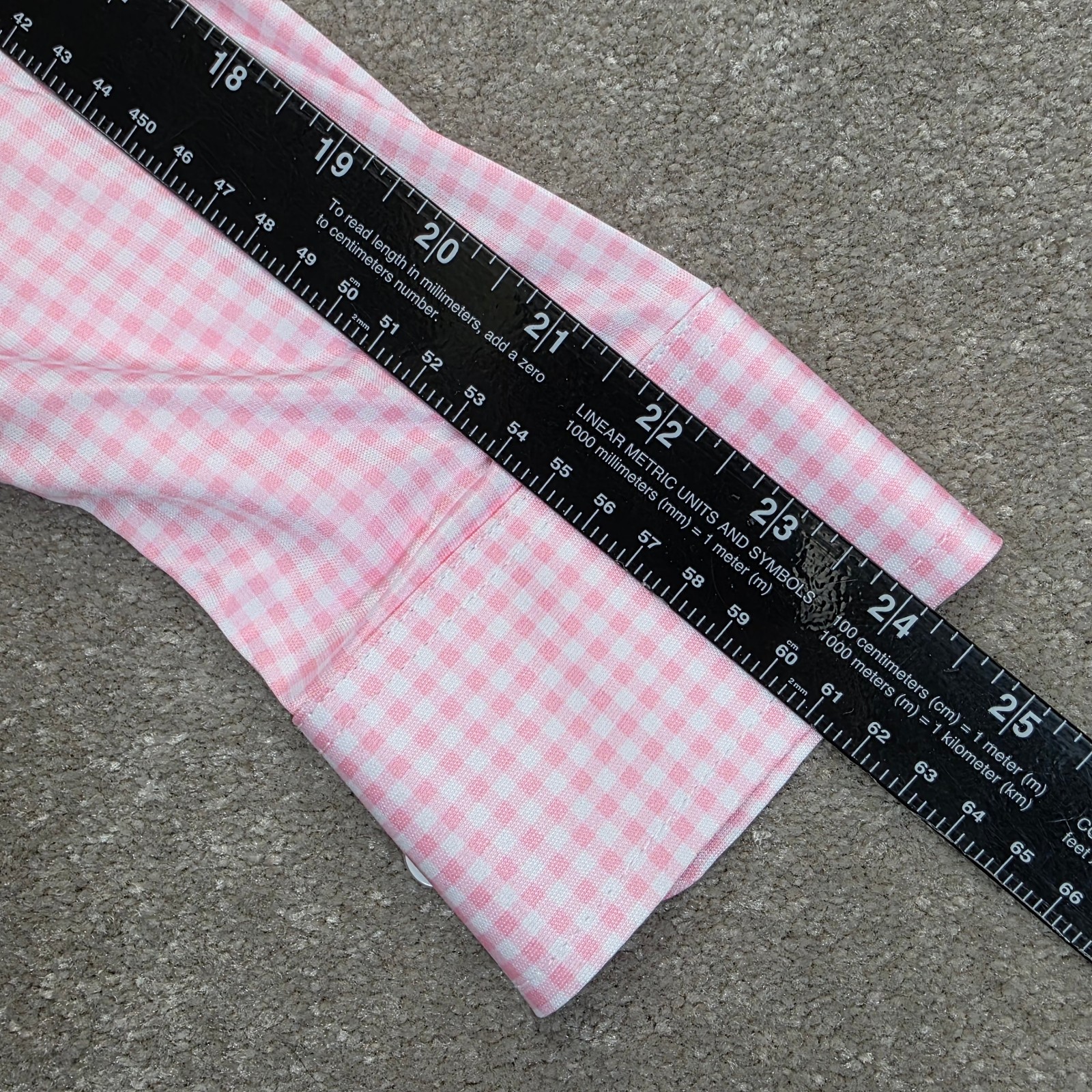 Collars and Co Men Dress Collar Stretch Long Sleeve Polo Shirt Sz S Pink Gingham