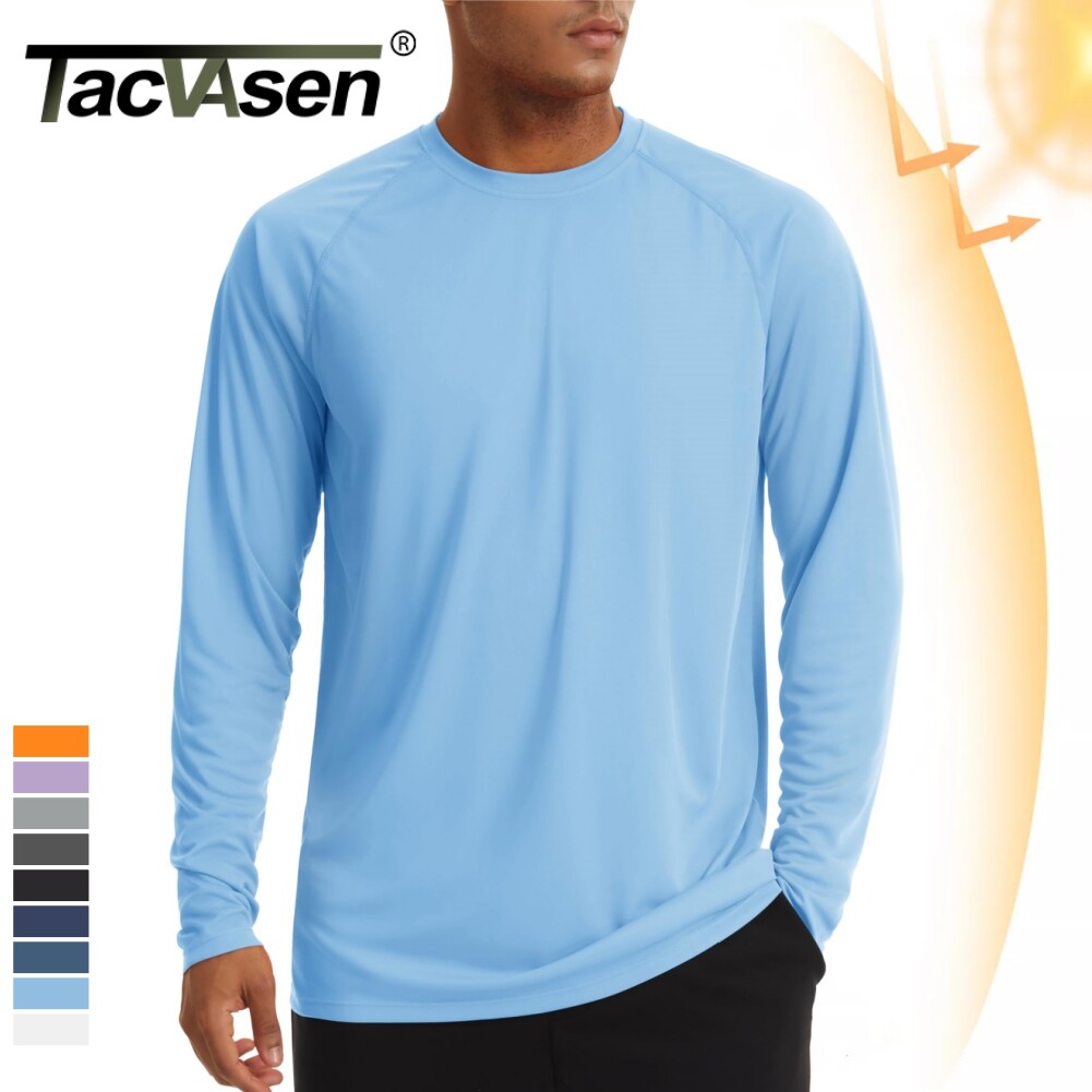 UPF50+ Men’s Long Sleeve Shirts Sun Block Quick Dry Workout Hiking Fishing Shirt