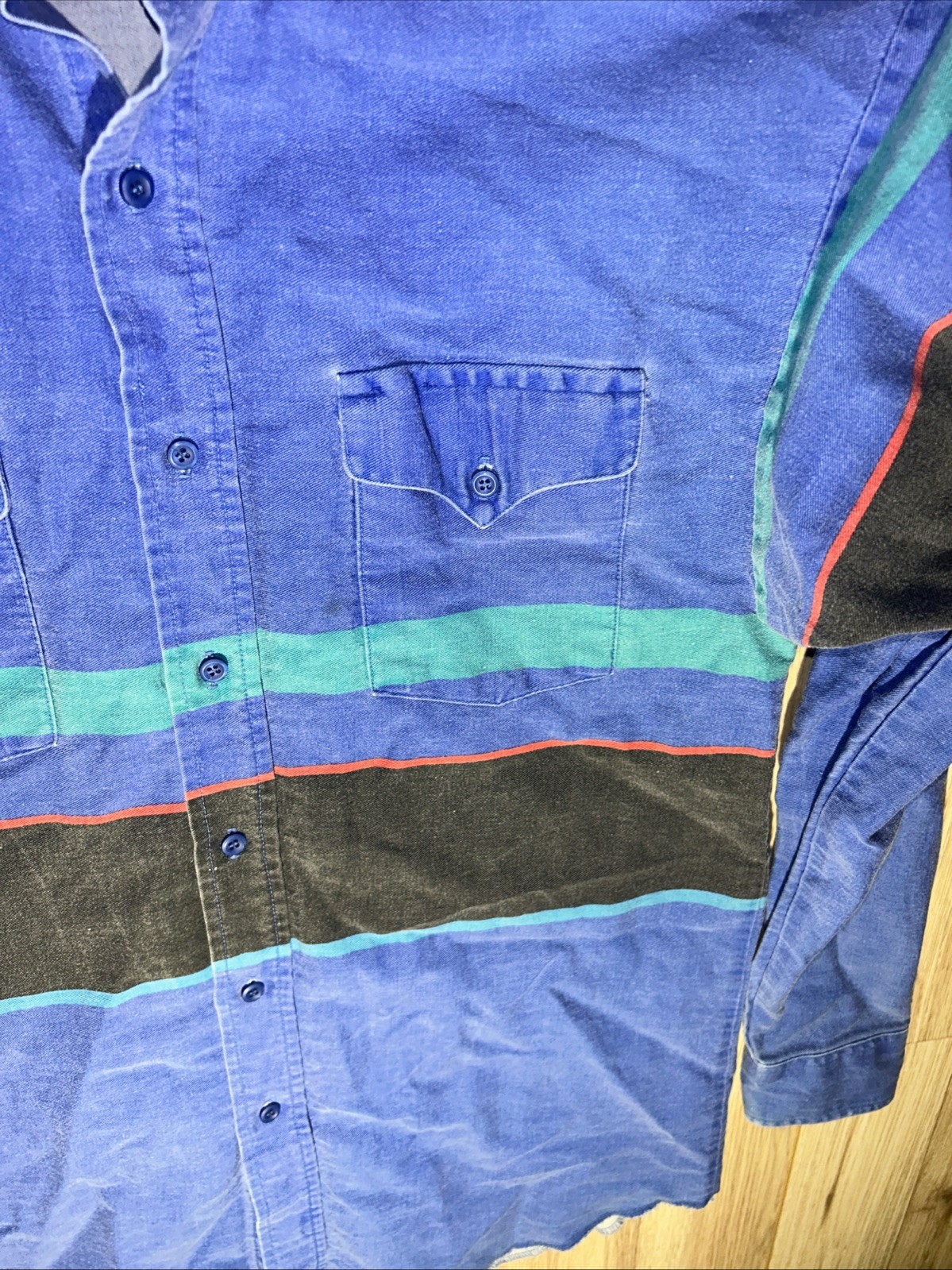 Vintage 90s Panhandle Slim Brush Hopper Striped Shirt Western Men’s Medium 15