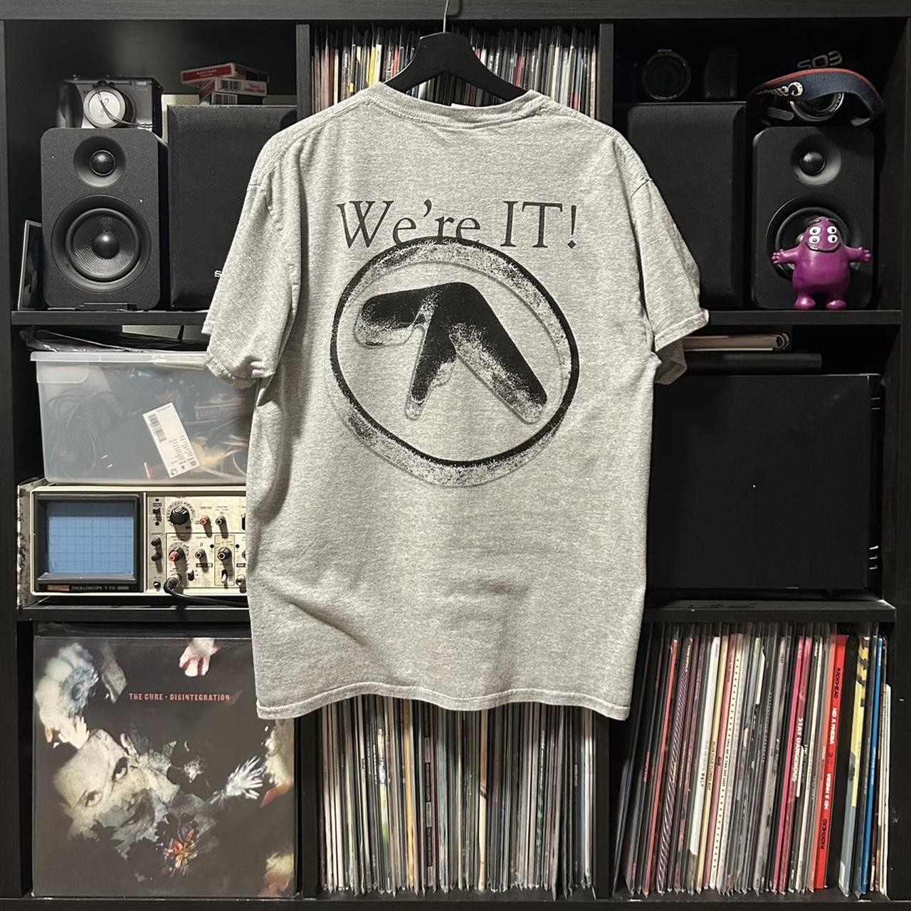 Aphex Twin Many Faces 2 sided Sport Gray Basic Style T shirt vtg NH26643