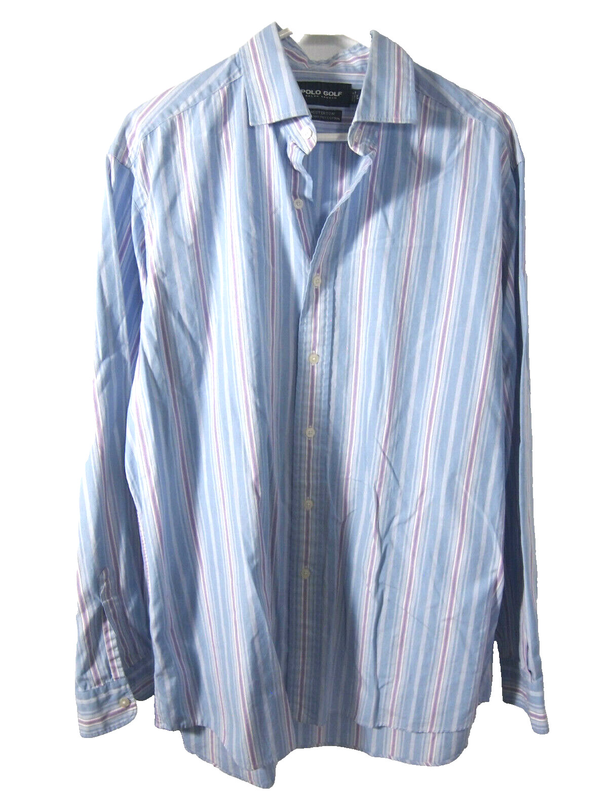 Polo Golf Ralph Lauren Mens Shirt L Westerton Blue Striped Long Sleeve Button
