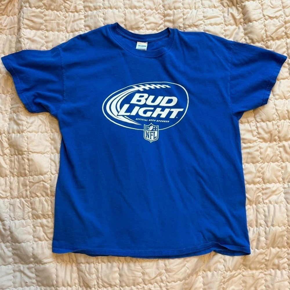 Bud Light NFL Castaways Blue Double Sided Graphic T-Shirt Size XL