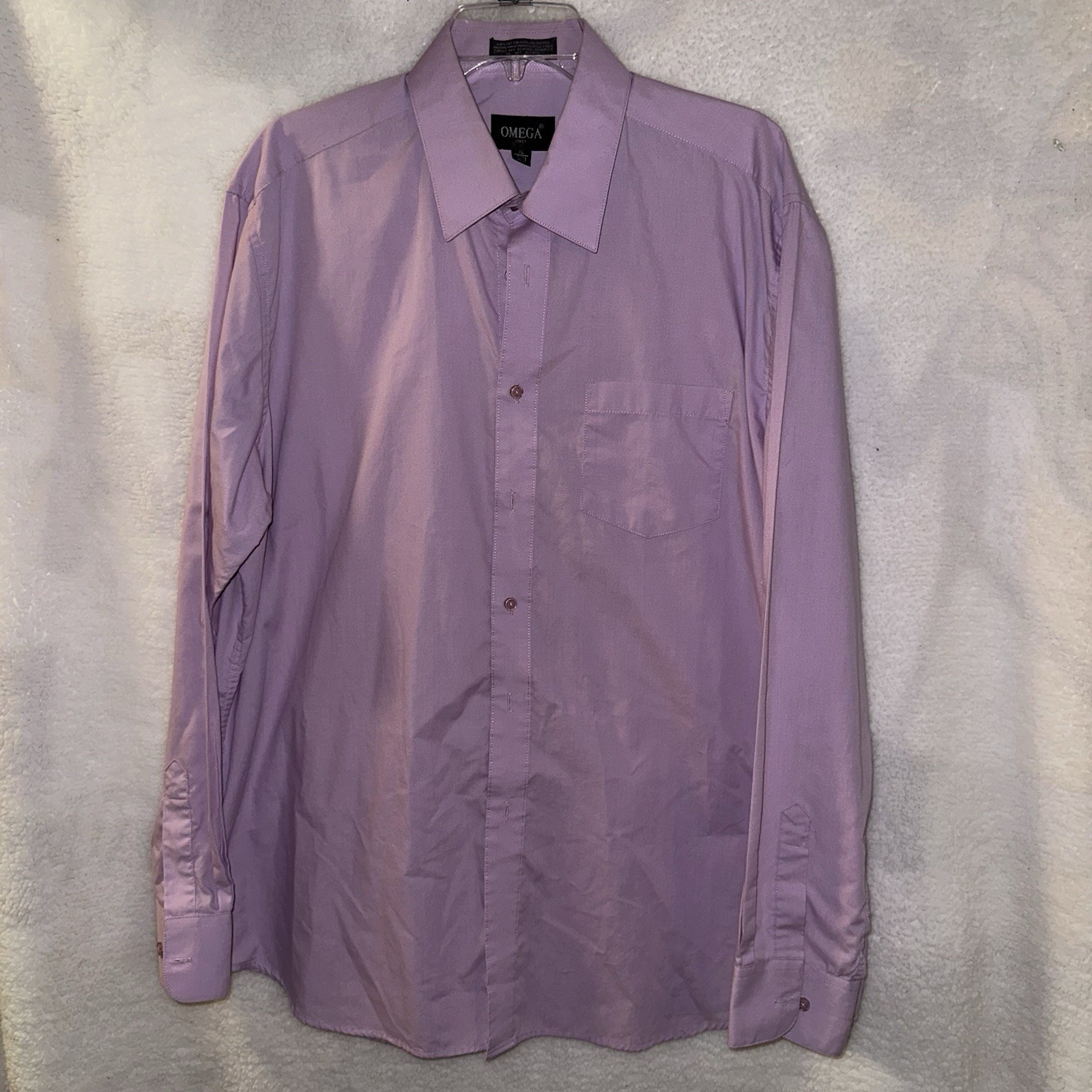 Omega Italy Dress Shirt XL Lavender/Purple Button Front 17-17.5 36/37 LongSleeve