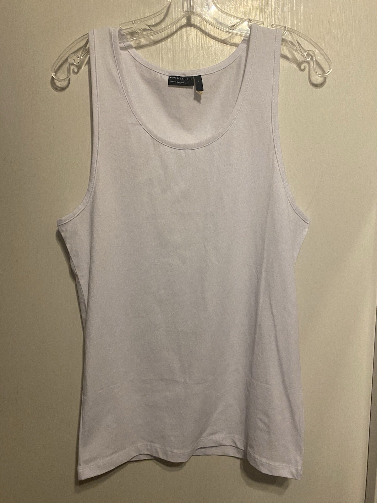 ASOS Design Men’s White Tank Top Racerback Medium NWOT Scoop neck Cotton Stretch