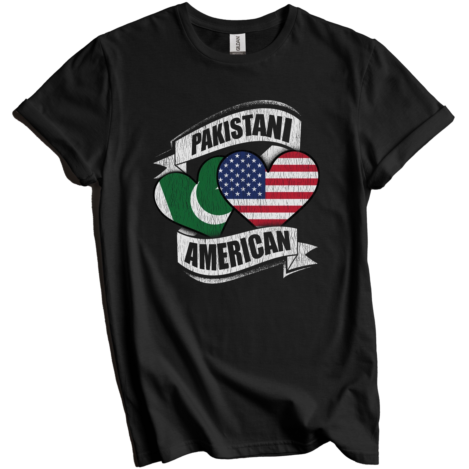 Pakistani American Hearts USA Pakistan Flags T-Shirt