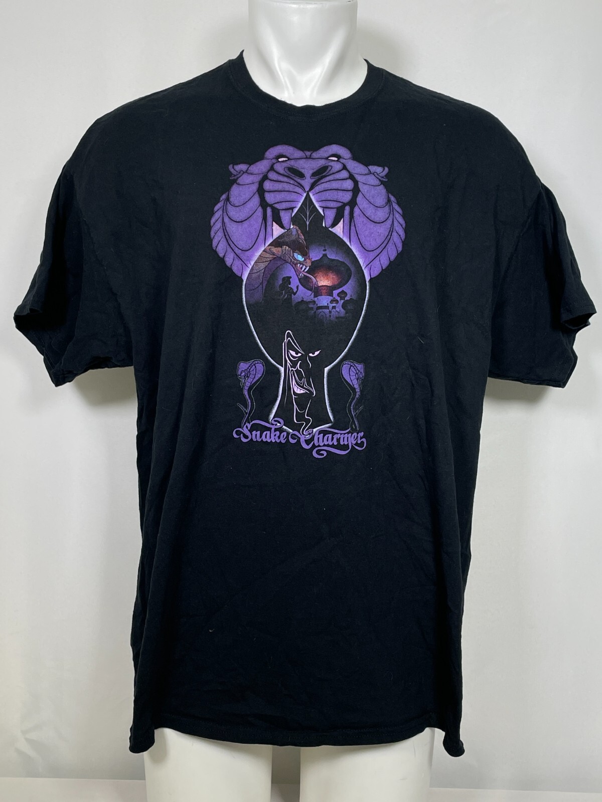 JAFAR Snake Charmer Disney Aladdin Purple Print Black T-Shirt Men’s XXL