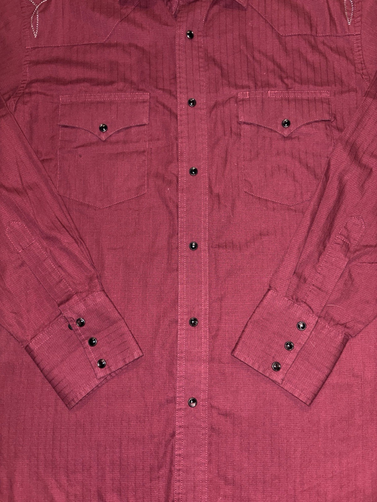 Wrangler Mens Pearl Snap Tortoise Shell Cowboy Western Burgundy Shirt Cotton Med