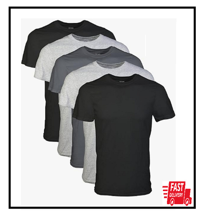 Gildan Men’s Crew T-Shirts Multipack Style G1100 Assorted Black 5-Pack, X-Large