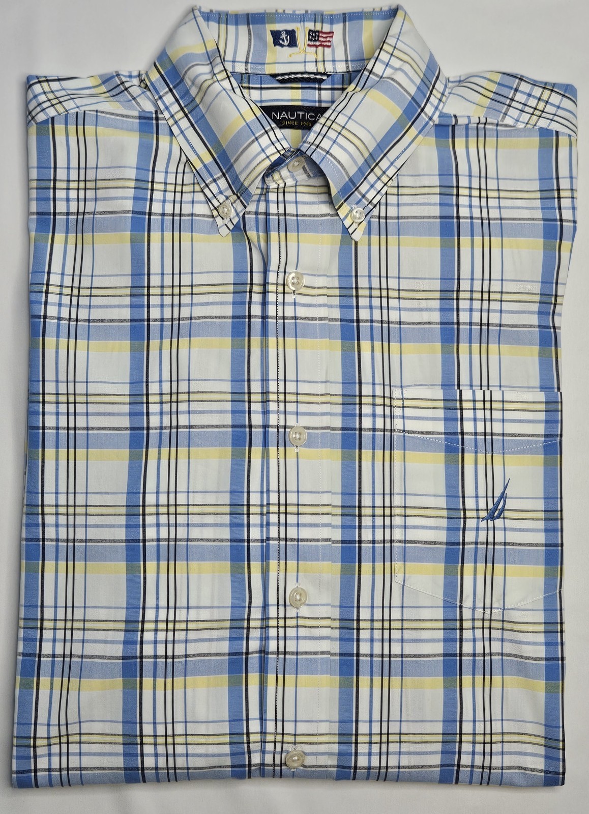 Mens Nautica Long Sleeve Plaid Button Up Shirt Size Medium – NICE