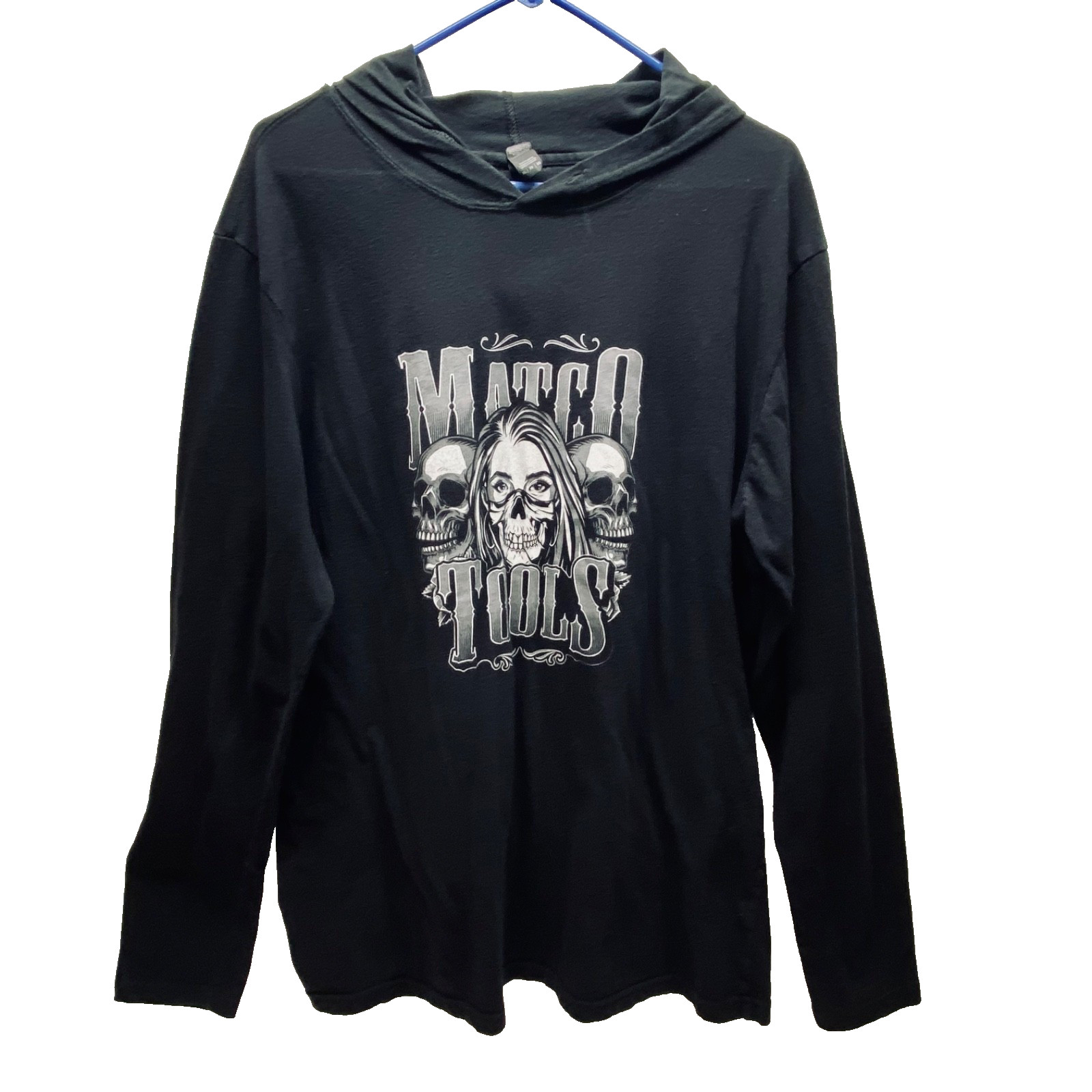 Matco Tools Hooded Long Sleeve Shirt Men’s XL Black Anvil Lightweight Graphic MT
