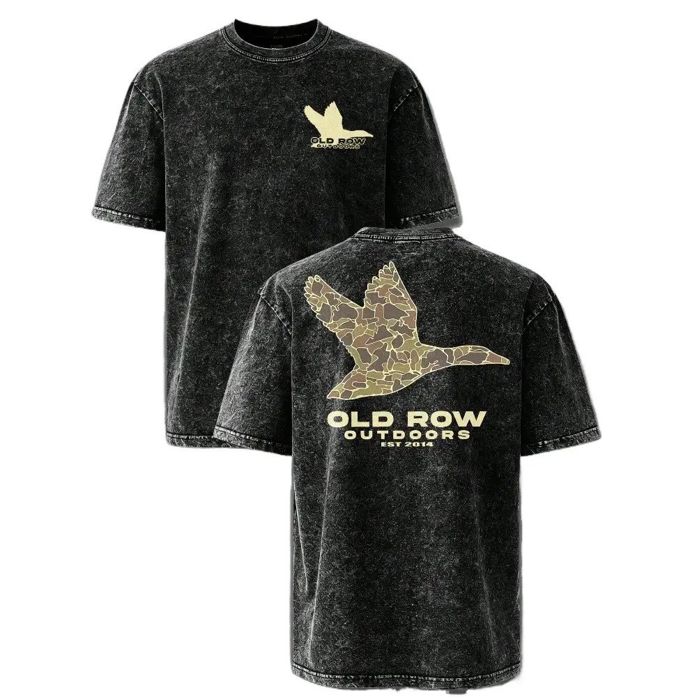Old Row Outdoors Camo Duck Vintage Washed T-Shirt – Waterfowl Hunting Graphic Te
