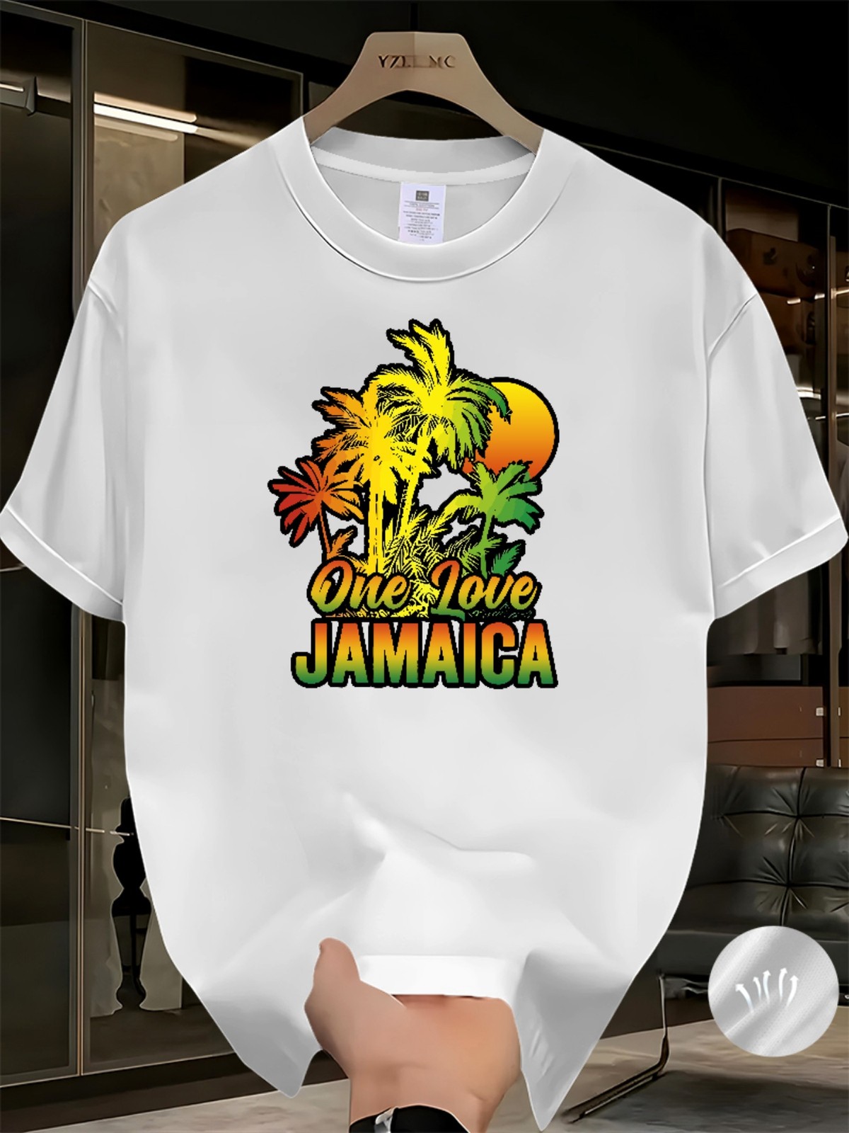 One Love Jamaica Rasta Reggae Palm Tree Sunset Graphic T-Shirt