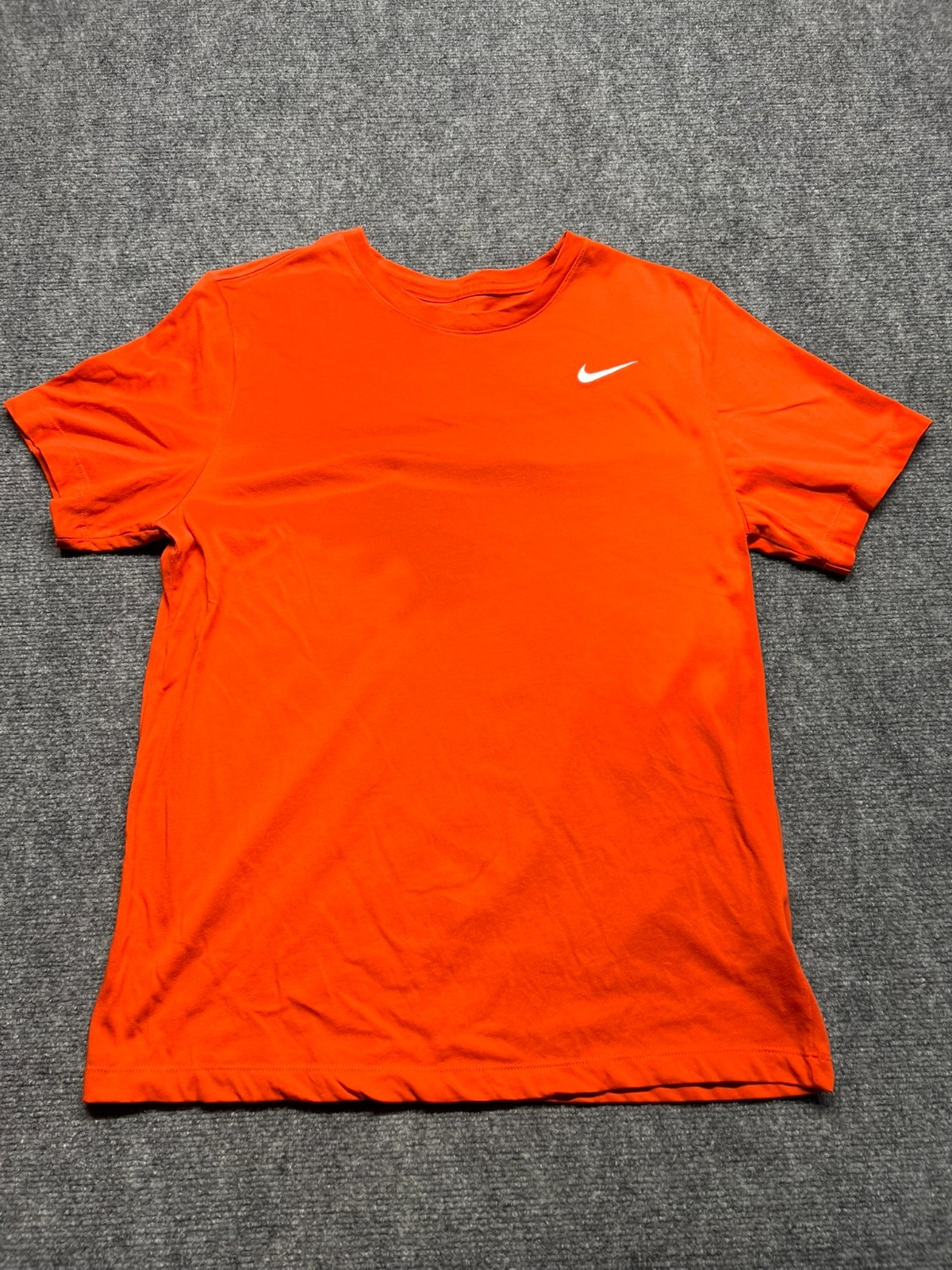 The Nike Tee Shirt Athletic Cut Orange Short Sleeve Large Dri Fit Short Sleeve