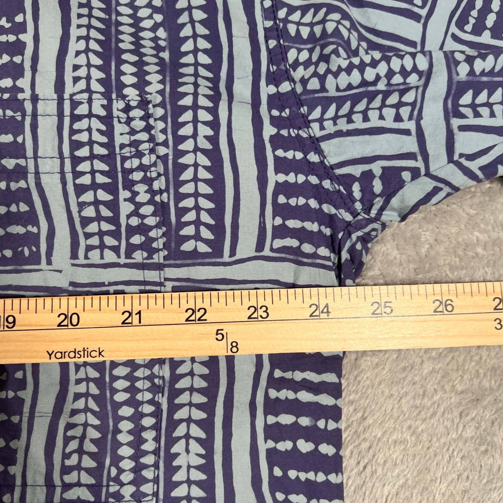 Noa Noa Shirt Mens Large Blue Hawaii Cotton Hand Made in Indonesia Button Up