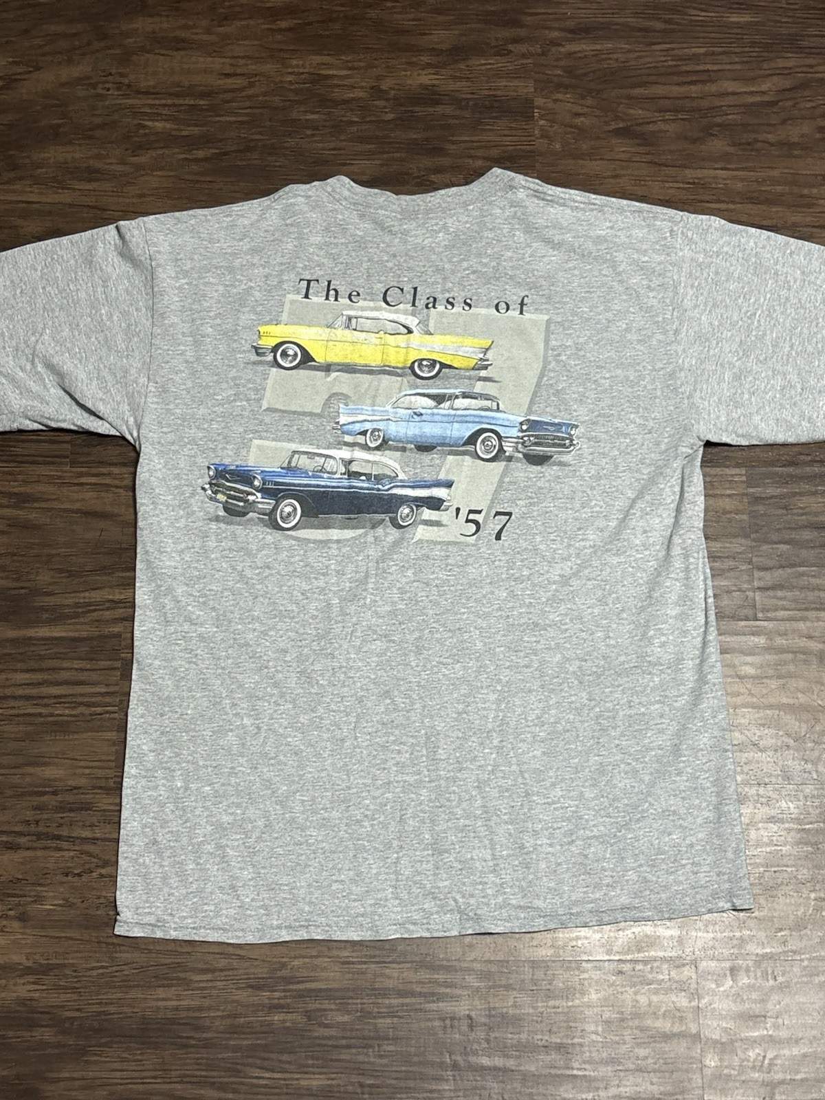 Vintage 90s The Class of 1957 Chevy Classic Cars Gray Shirt Size L