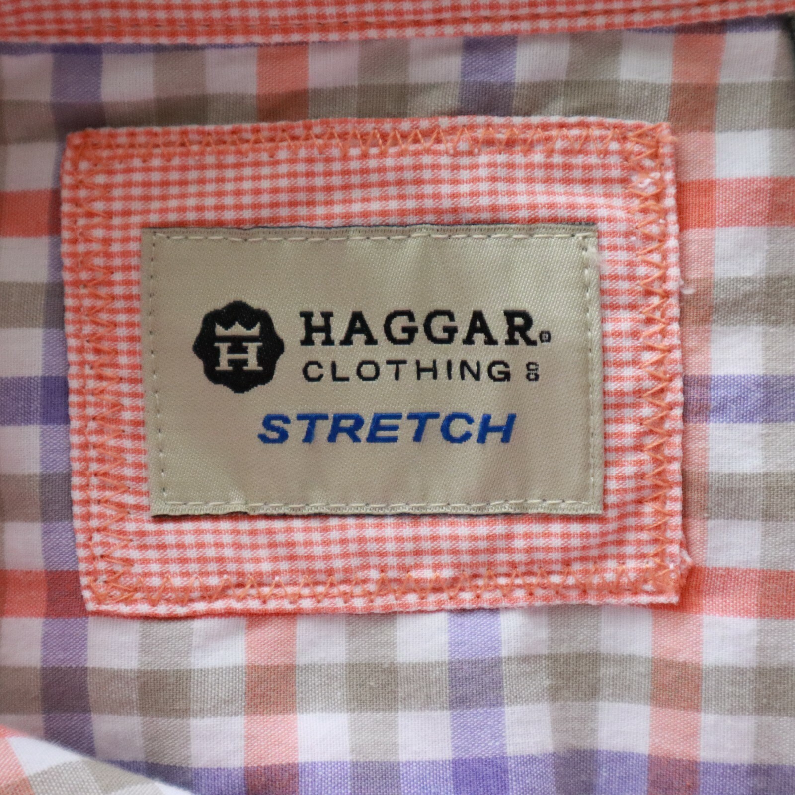 Haggar Shirt Mens Large Stretch Pocket Button Down Colorful Plaid Short Sleeve
