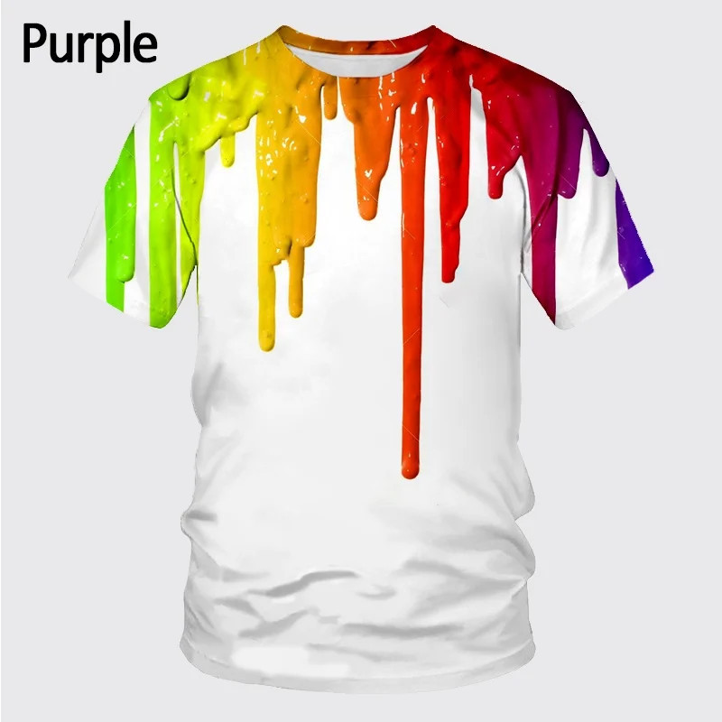 Summer New Fashion Graffiti Paint 3D Printing Men’s Summer Round Neck Short