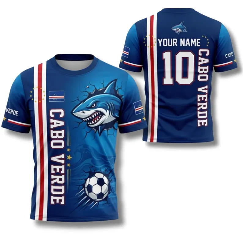 Cape Verde Fan Shirt Custom Name Number Soccer 3D T Shirt VK13862