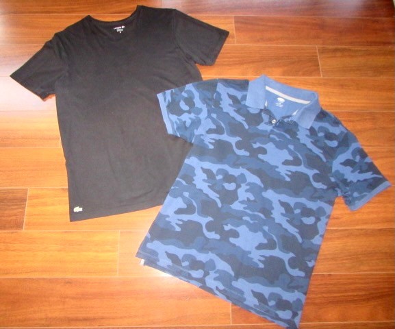 LACOSTE + OLD NAVY ~ Men’s L ~ Lot of 2! Camouflage Polo & Cottton T-Shirt c44