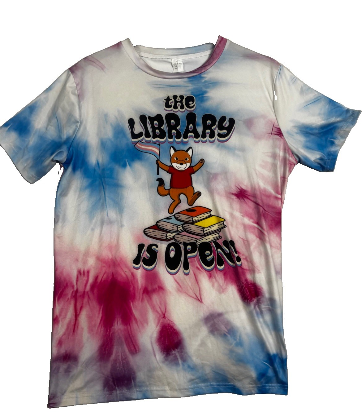 The Library Is Open Tie Dye Graphic T Shirt Mens Large SD Public Library Tee