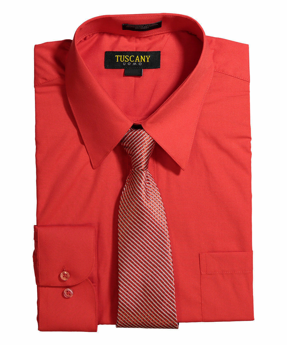 Men’s Dress Shirts With Matching (Random design) Tie Set Cotton-Blend Shirt Set