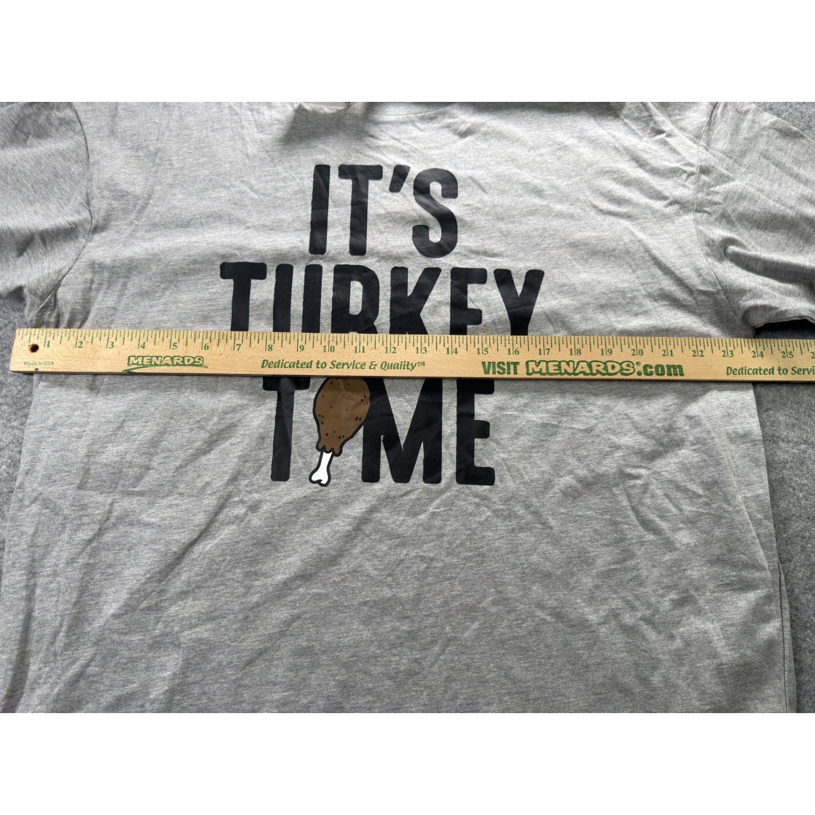 Instant Message Graphic T-Shirt Men 2XLT Gray It’s Turkey Time Thanksgiving Tee