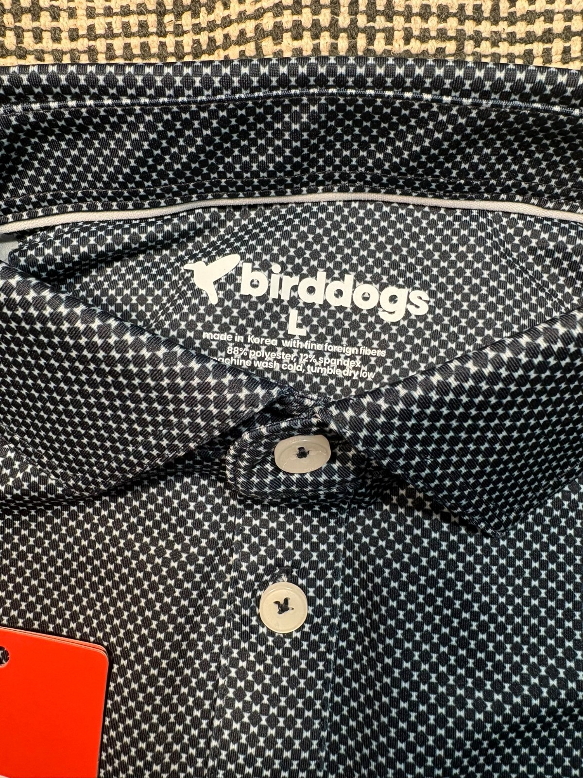 Birddogs Polo Shirt Navy Bowtie Print Mens Large