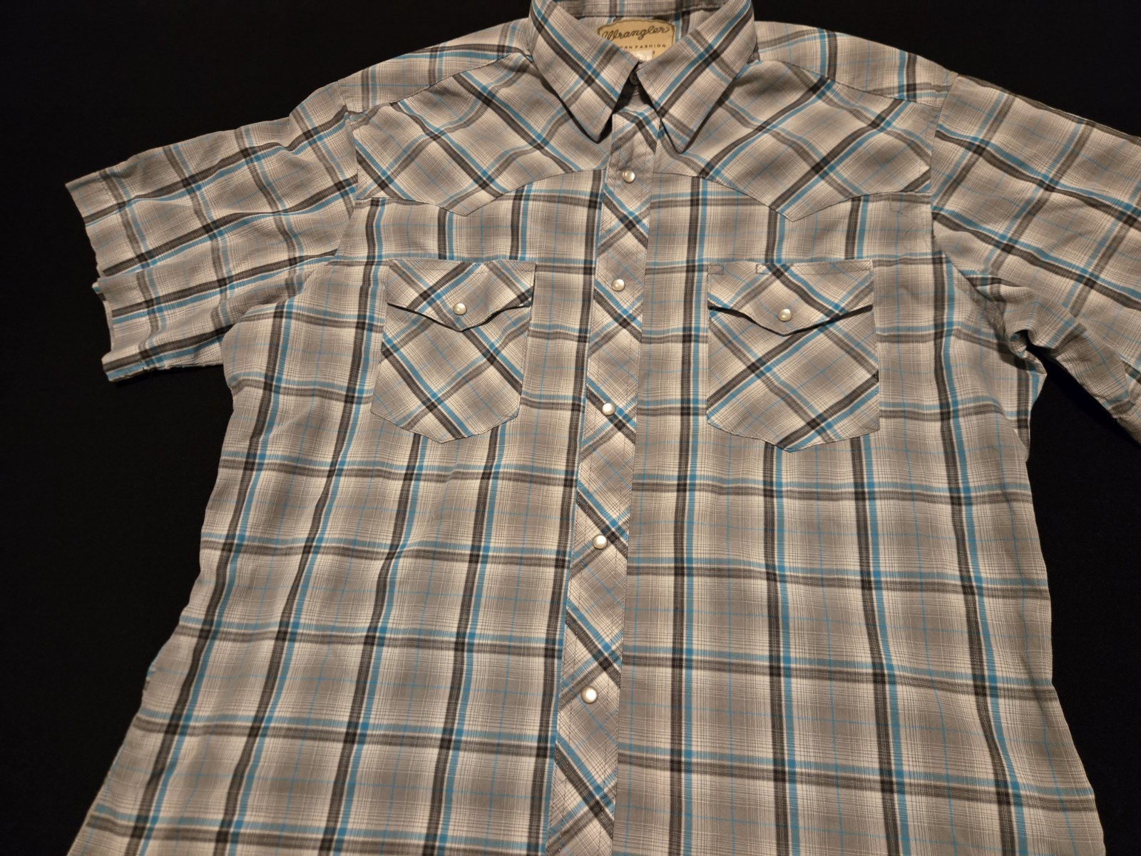 Wrangler Western Fashion Plaid Western Pearl Snap Shirt Size-Large