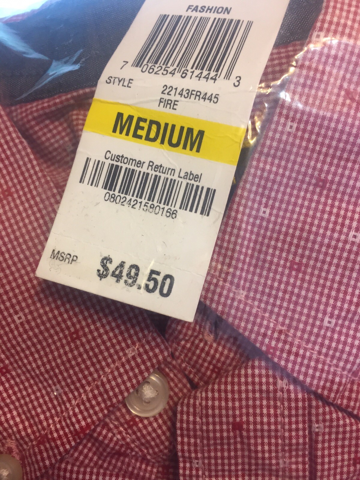 Club Room Men’s Medium Dobby Check Long-Sleeve Shirt Retail $49.50 100% Cotton