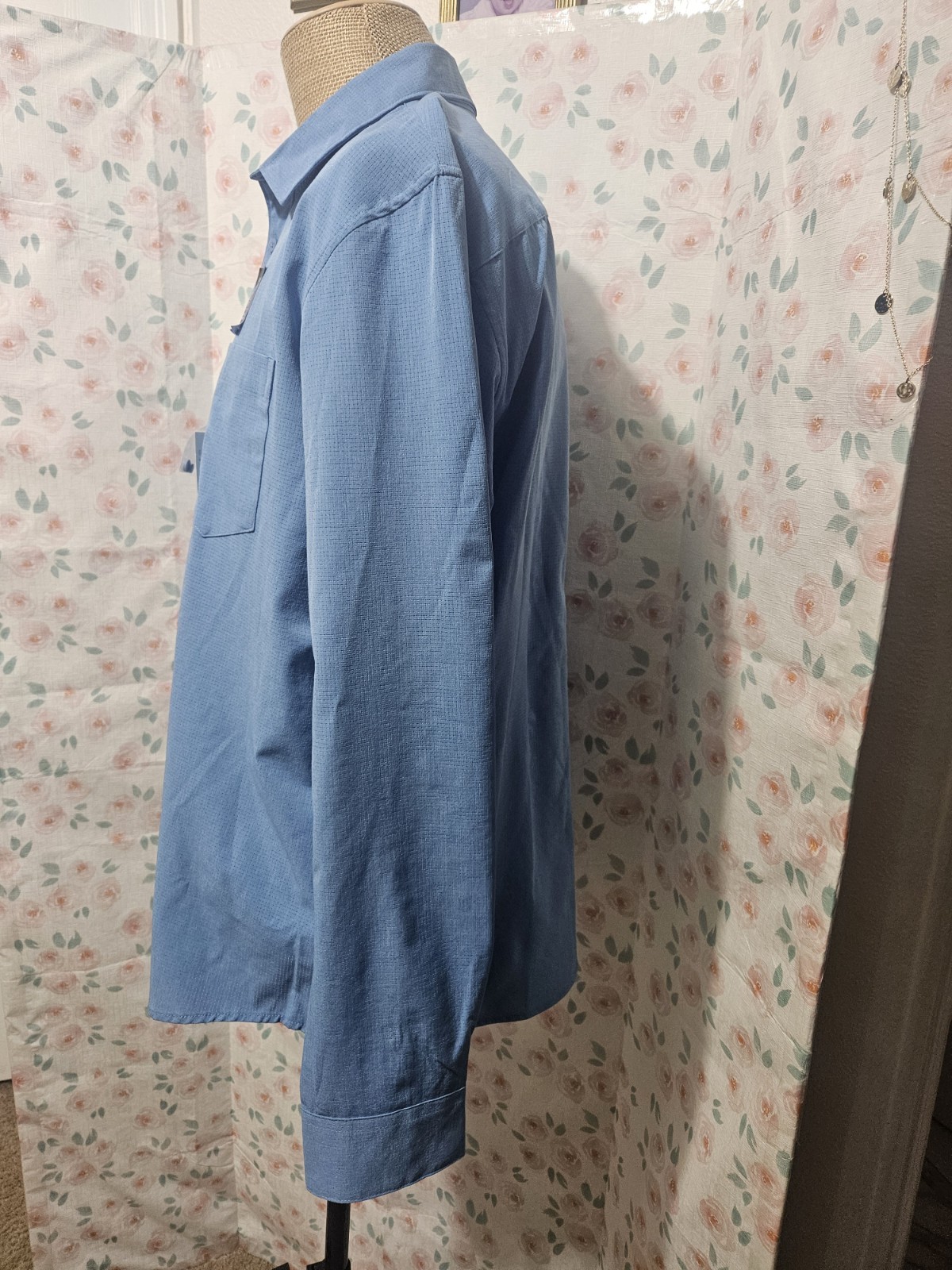 APT 9, MEN’S NEW BLUE POLY BL LONG SLEEVE PREMIER FLEX PERFORMANCE SHIRT, SZ XXL