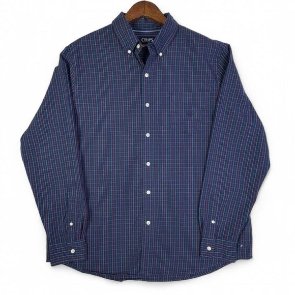 Classic Preppy Chaps Check Button Down Shirt Size XXL