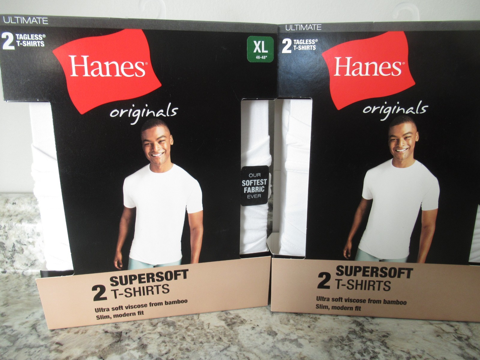Hanes White T Shirts XL Tagless 4 Total Softest Fabric Supersoft Slim Modern Fit