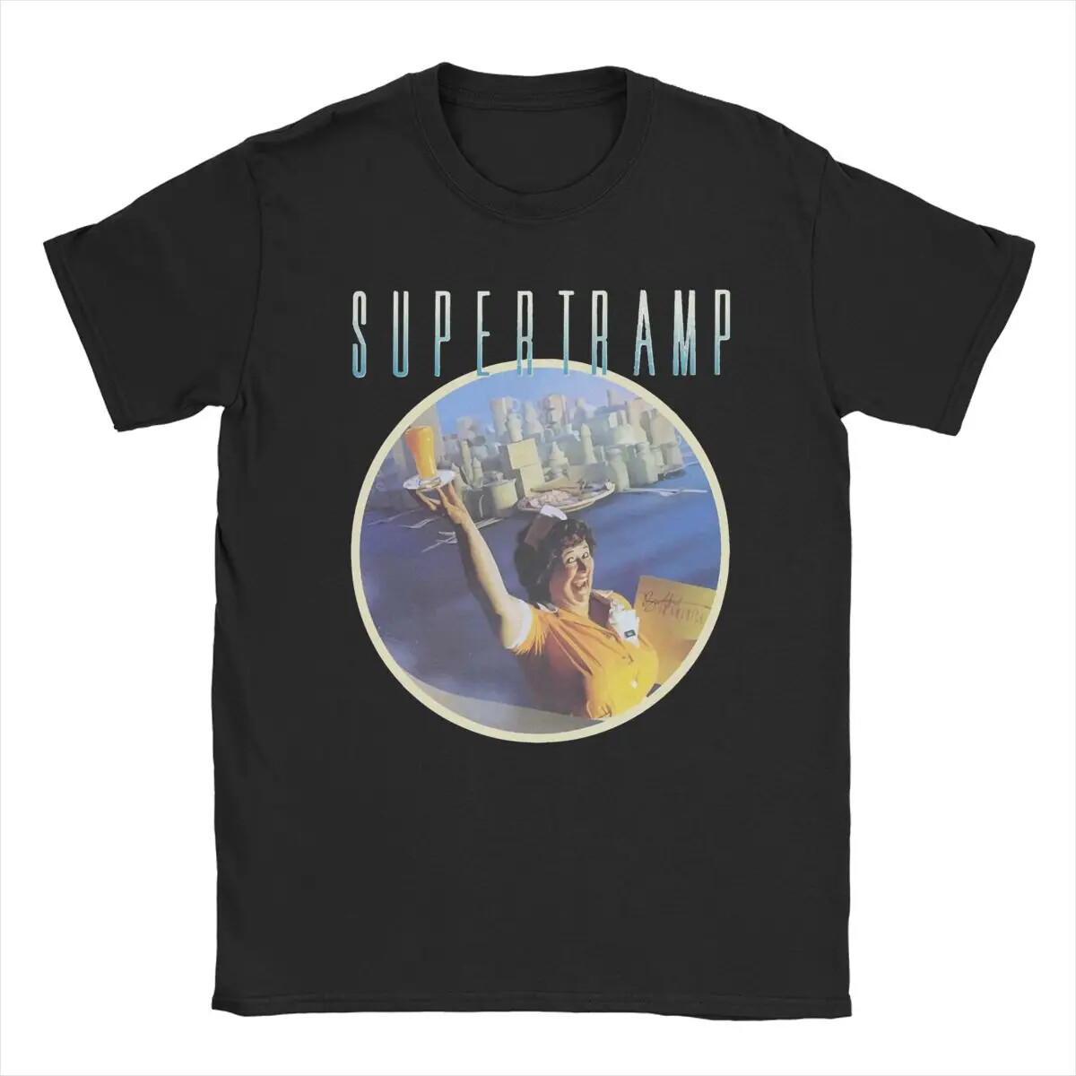 Awesome Supertramp Breakfast In America Tribute T-Shirts Men Round Neck 100% Cot