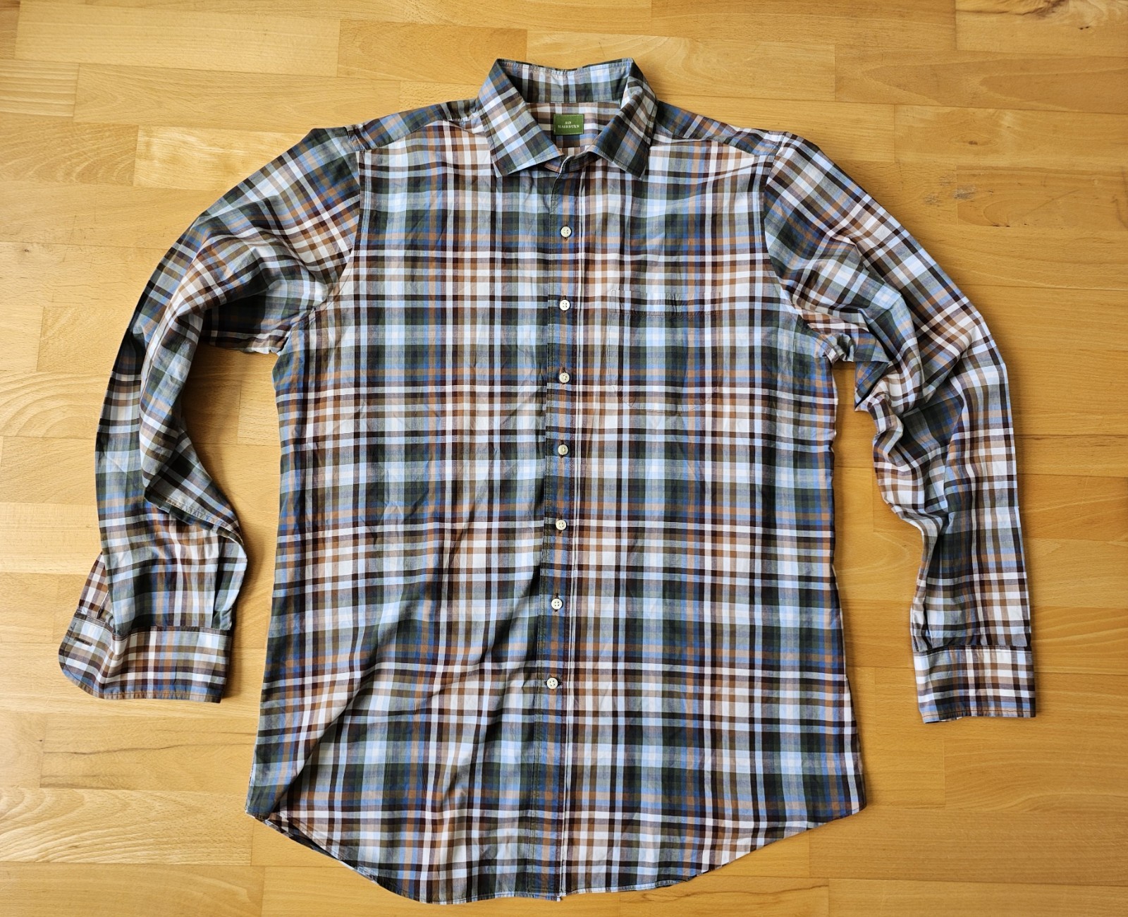 Sid Mashburn Shirt Mens Large Plaid Check Lightweight Cotton Long Sleeve Button