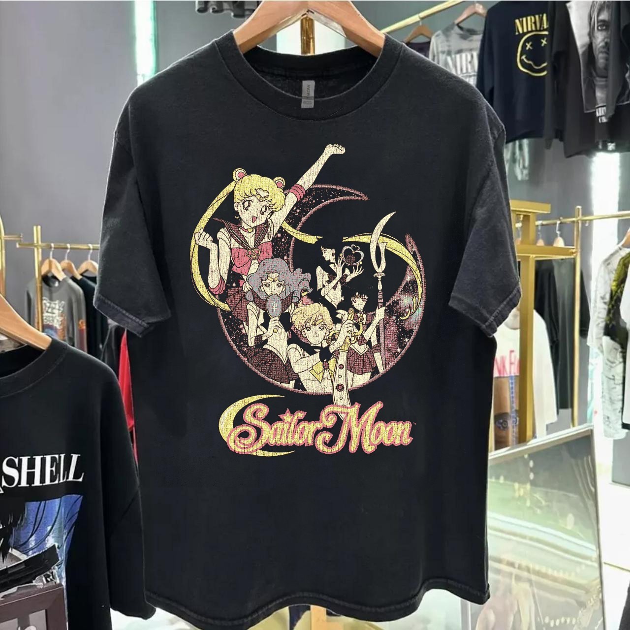 Sailor Moon Anime 90s Basic Black Reprint Unisex T shirt Japanese NH28183