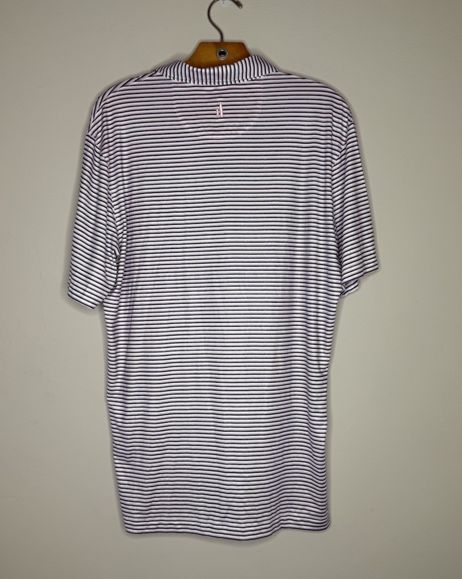 Johnnie O Featherweight Striped Performance Polo Pink White Striped Medium NWT