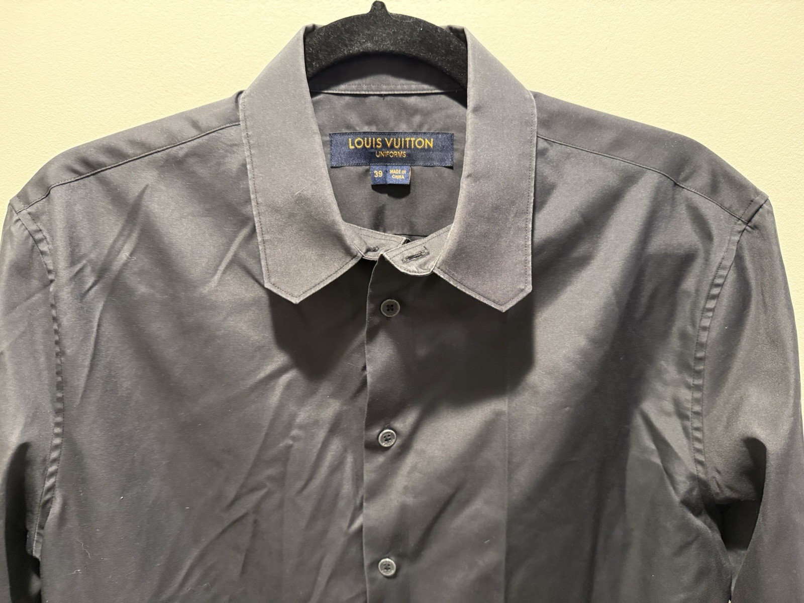 Louis Vuitton Uniforms Black Button Down Shirt Men’s Size 39 Cotton Authentic