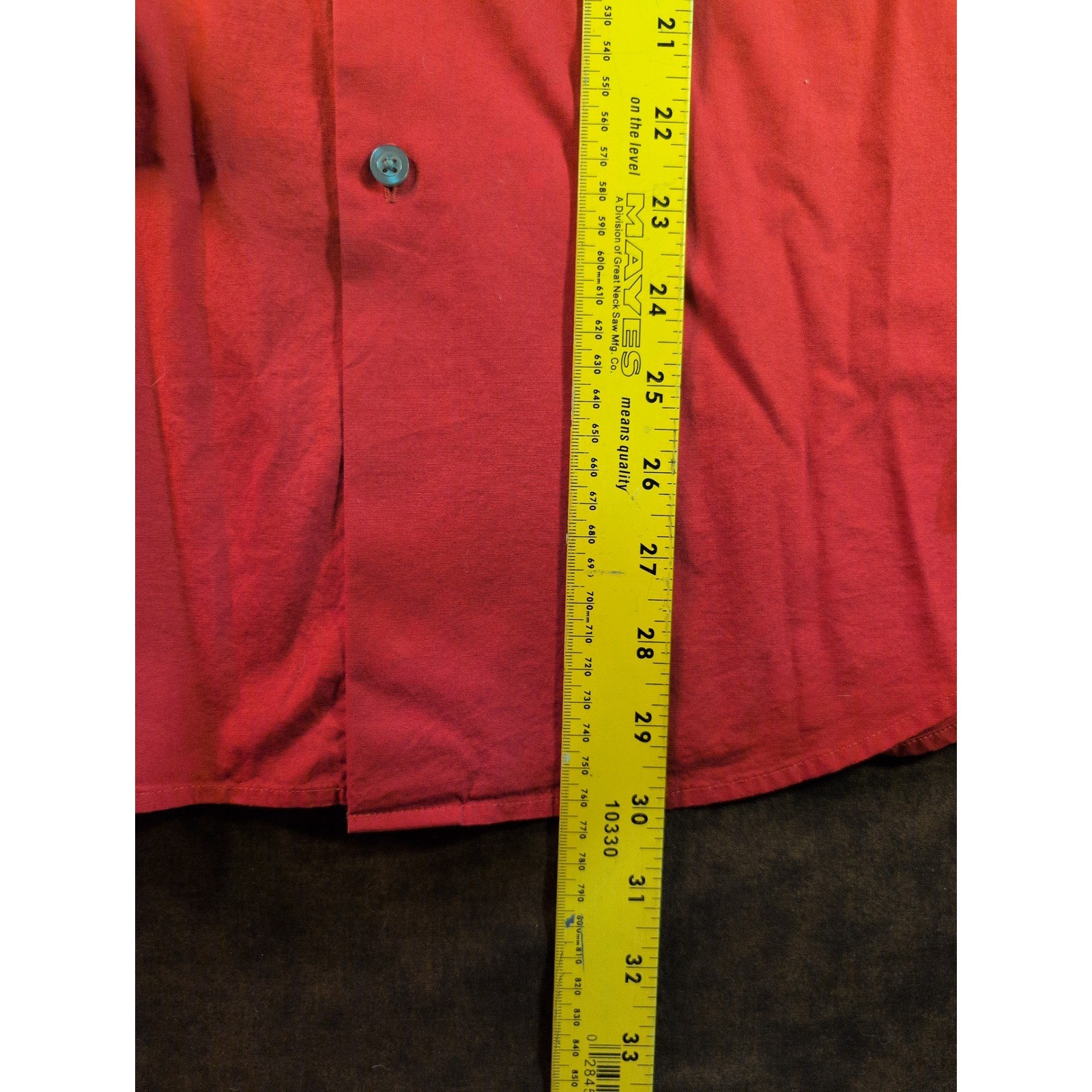 Alfani Mens Slim Fit Stretch Button Down Dress Shirt Red Long Sleeve L 16-16.5