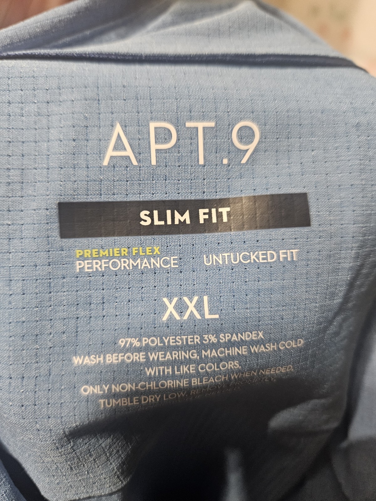 APT 9, MEN’S NEW BLUE POLY BL LONG SLEEVE PREMIER FLEX PERFORMANCE SHIRT, SZ XXL