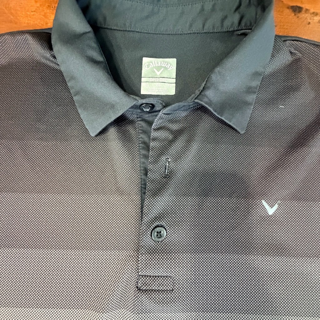 Callaway Men’s XL Opti-Dri Golf Polo Black Gray Ombre Stripe Short Sleev