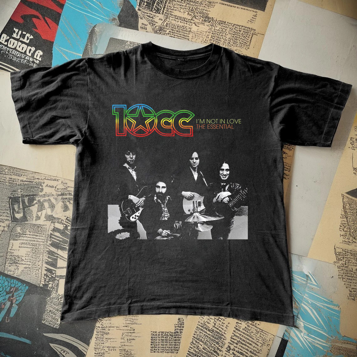 10cc Logo Band Member Black Cotton Shirt Full size S-5XL L934