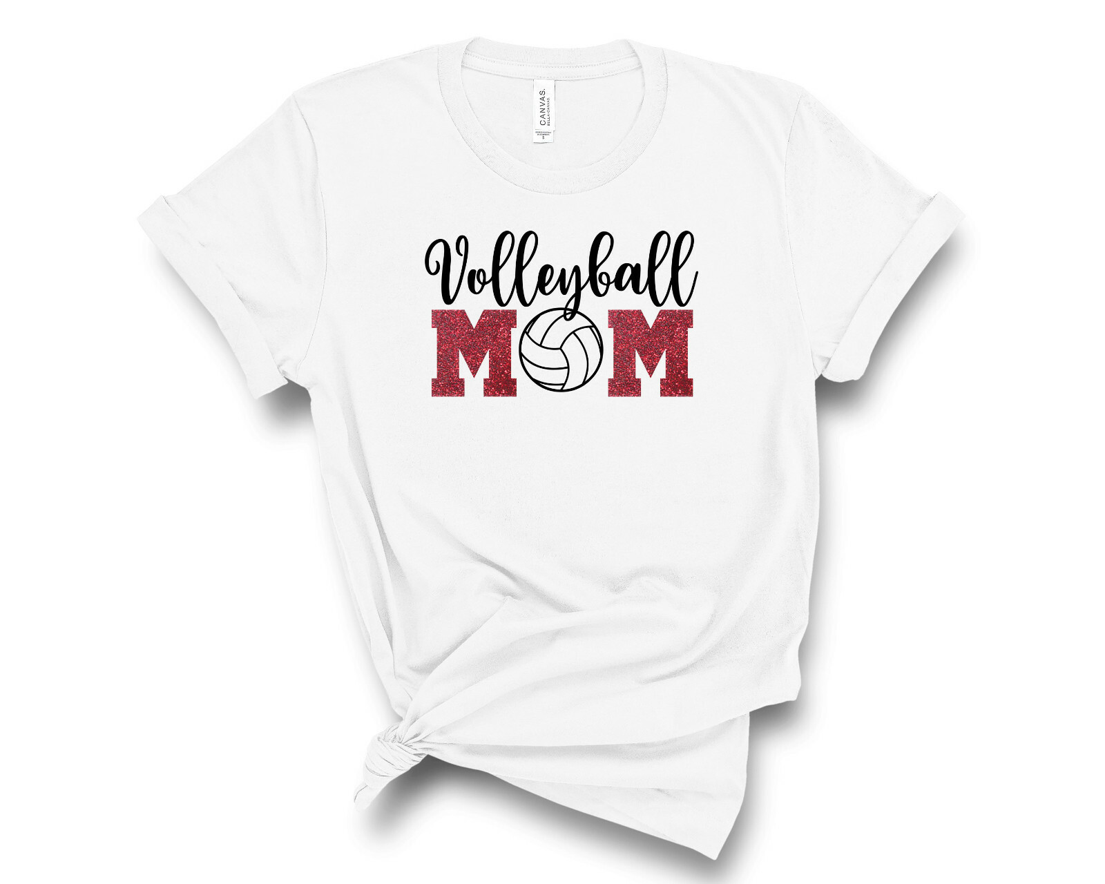 Personalized Volleyball Mom Glitter T-Shirt Custom Volleyball Mom Sports Tee