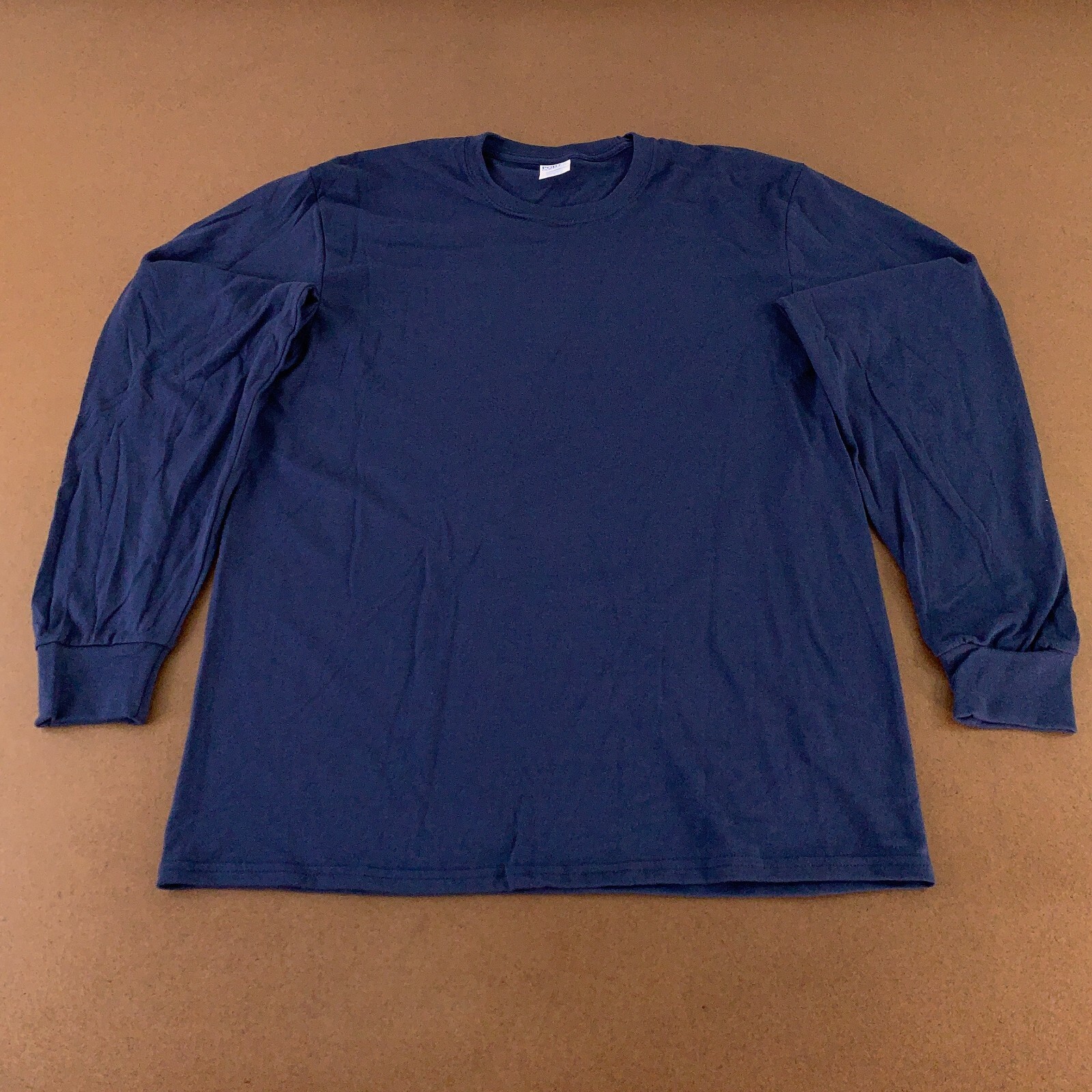 Port & Company Core Cotton Men’s Large Navy Long Sleeve Crew Neck T-Shirt New