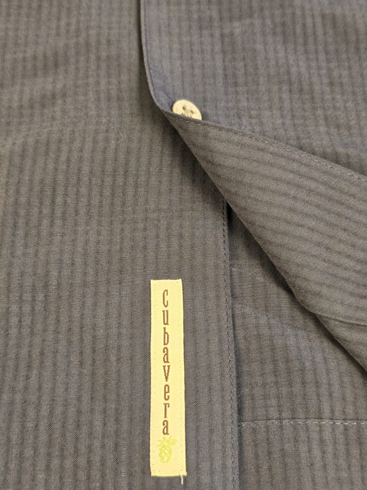 Cubavera Men’s XL Solid Gray Short Sleeve Button-Up Pockets Woven Rayon Blend