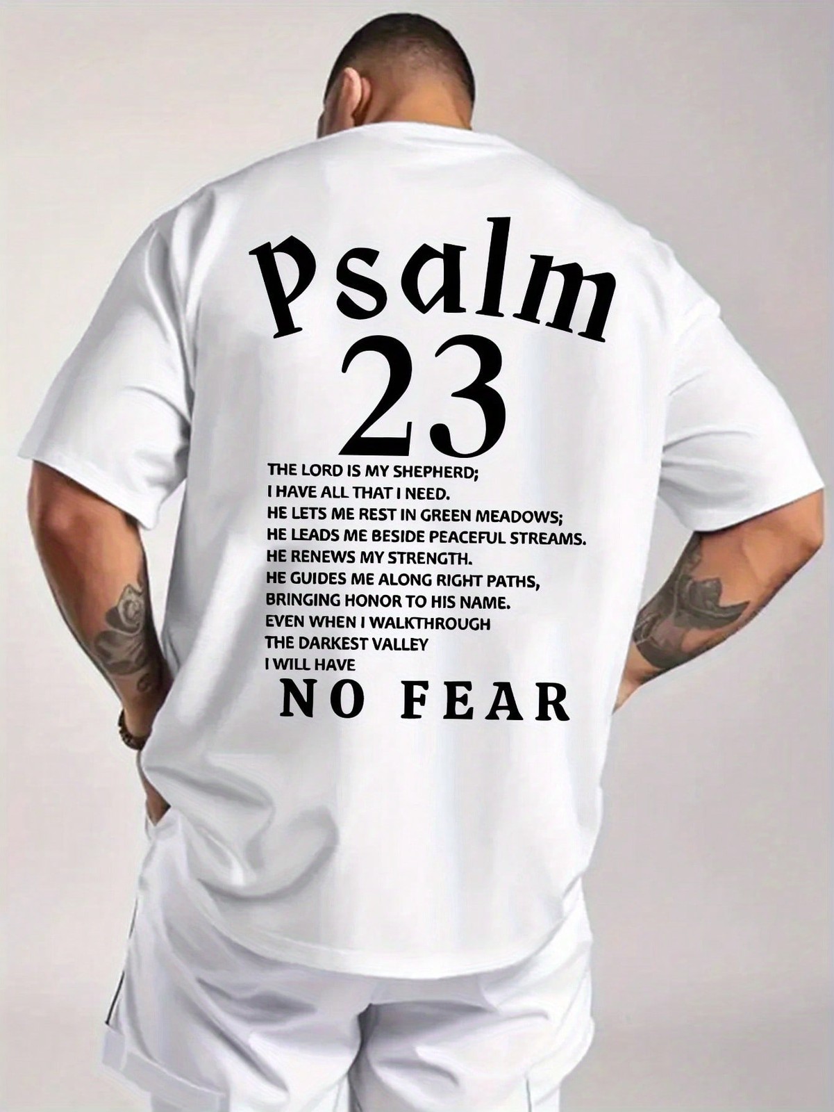 Men’S Psalm 23 Verse Print T-Shirt – Round Neck And Short Sleeves