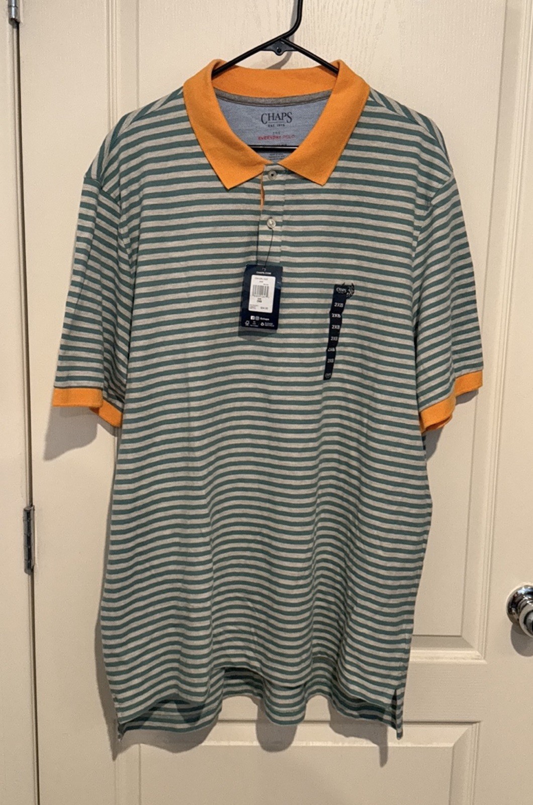 Chaps Everyday Polo Green Stripe Short Sleeve NEW 2XL B