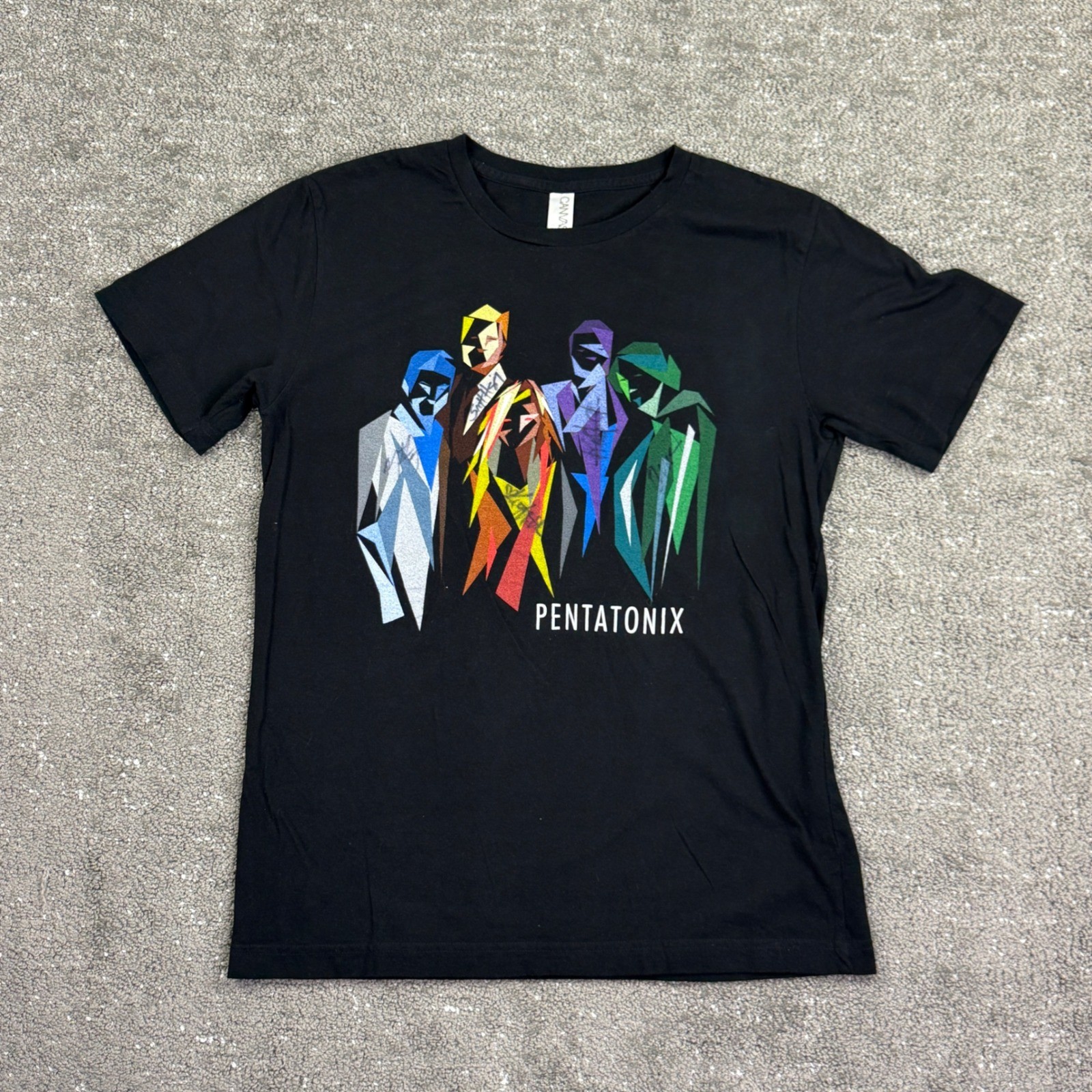 Pentatonix Signed Graphic T-Shirt Unisex Black Geometric Band Tee Short Sleeve