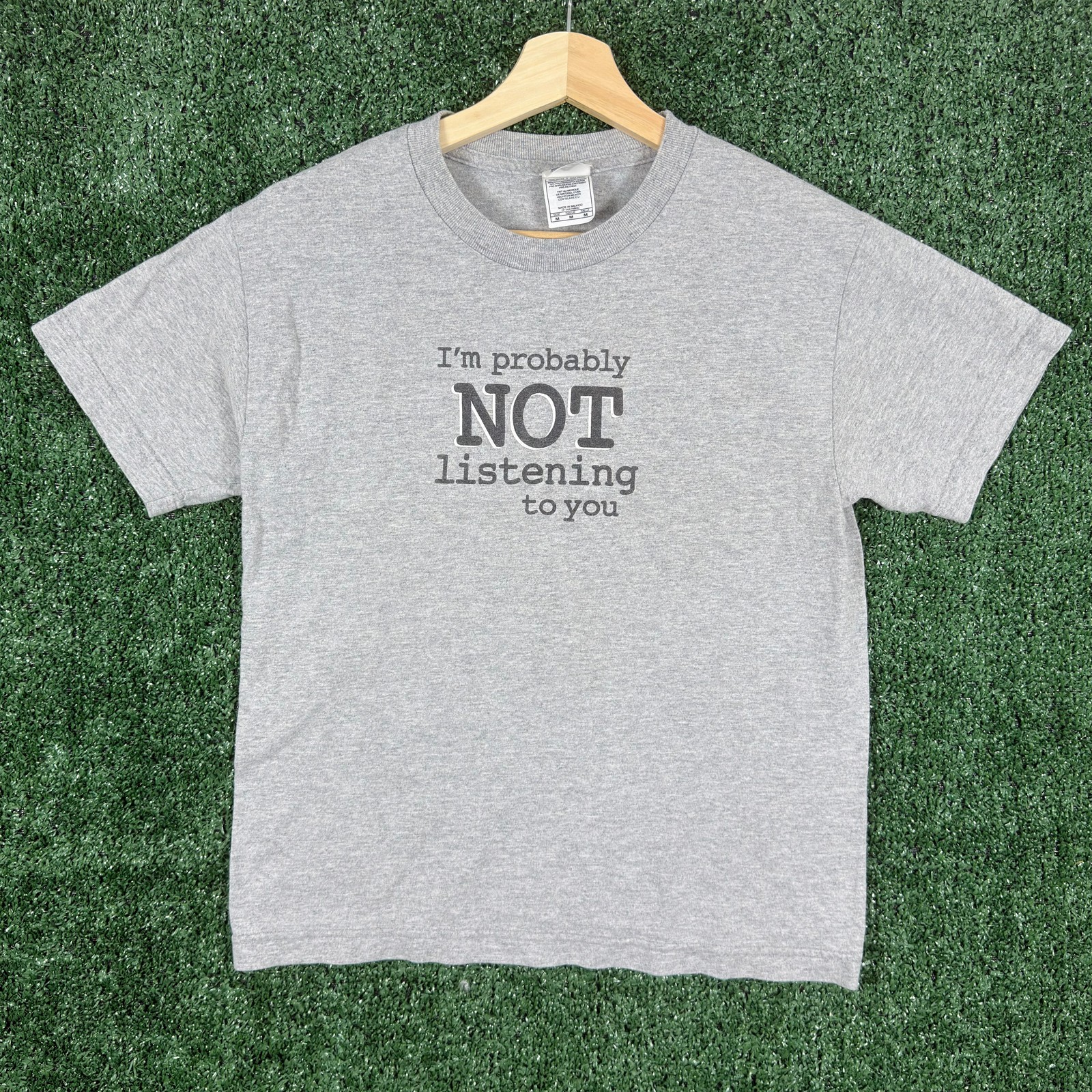 AAA Youth Graphic T-Shirt Size M Gray Probably Not Listening To You Funny Teens