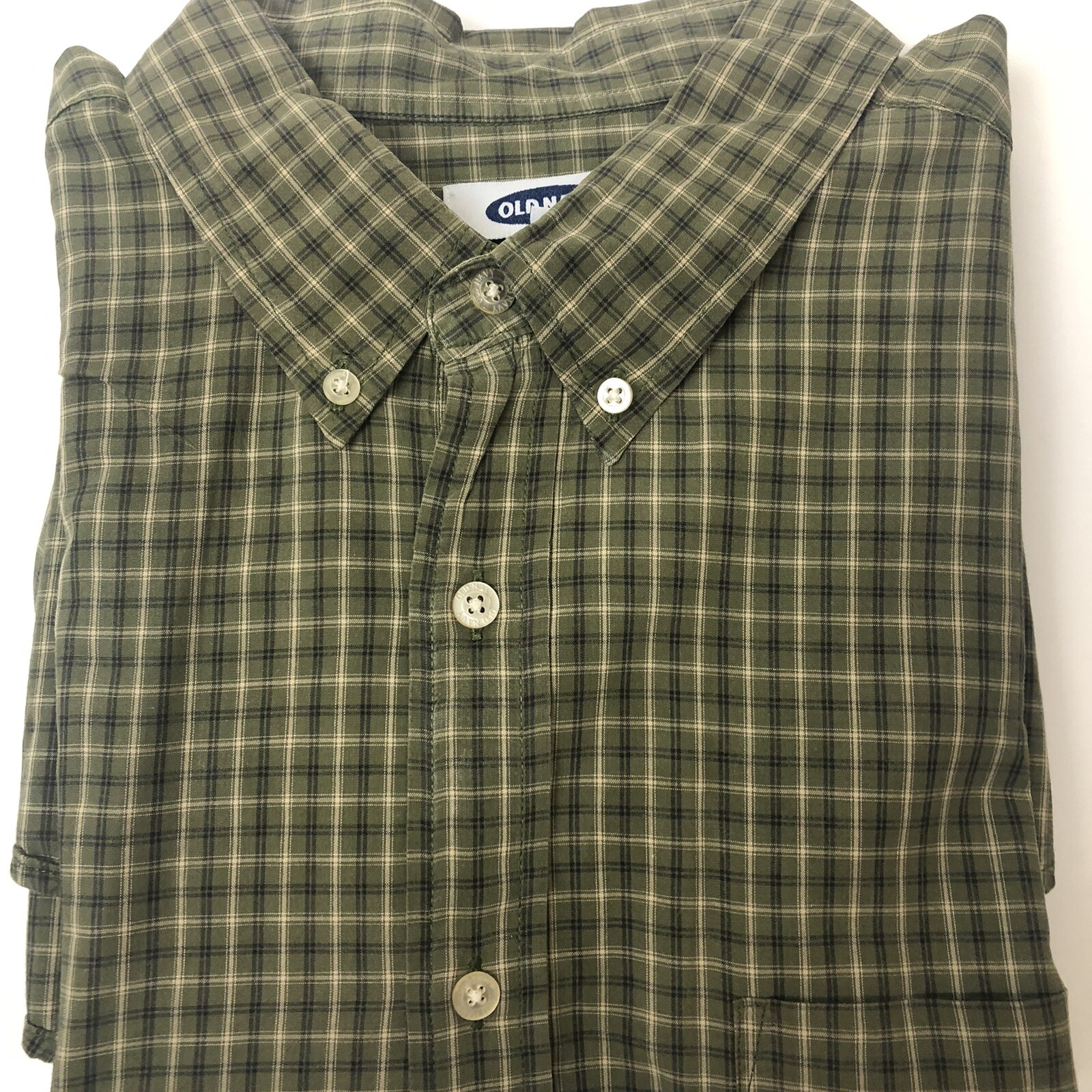 Old Navy LS Mens Casual Shirt Button Down Size XXL Green/Blue Plaid