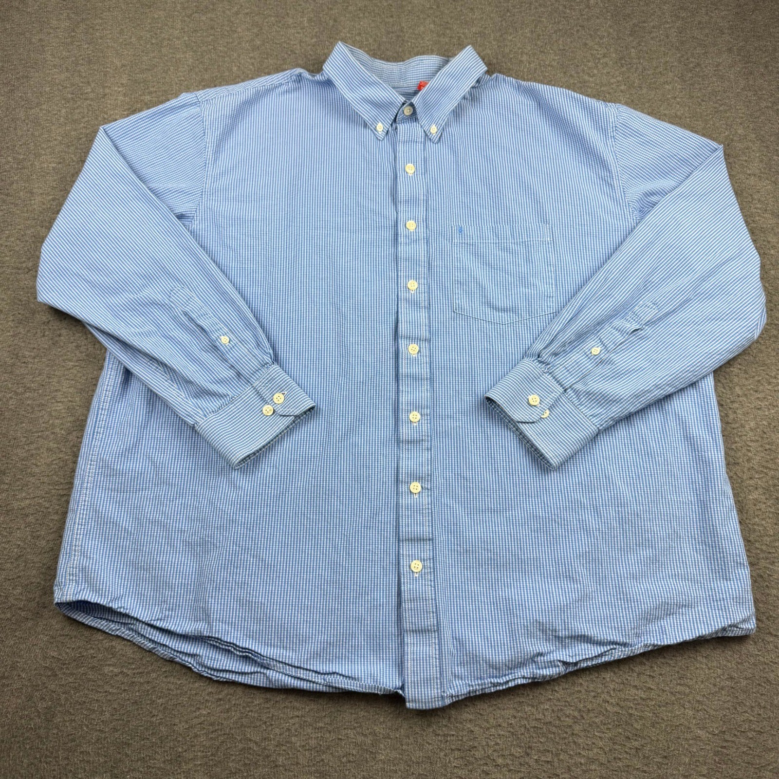 IZOD Men’s 3XLT Blue White Micro Check Cotton Button Down Shirt Long Sleeve Tall
